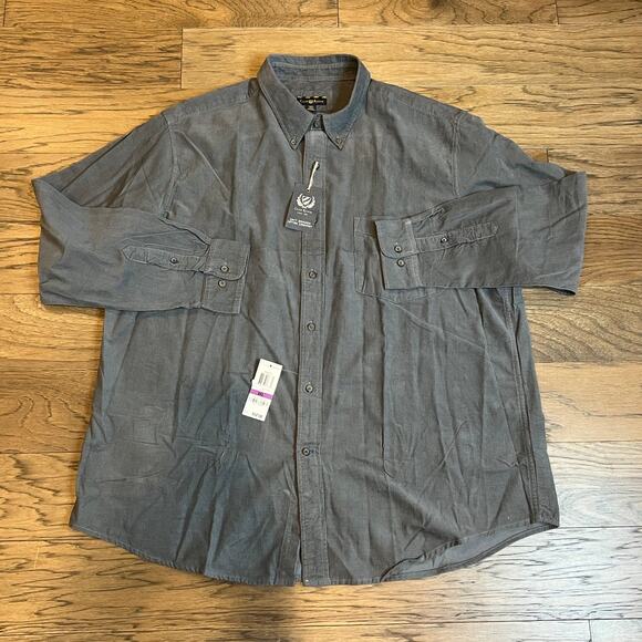 Club Room XXL Gray Corduroy Button Down Long Sleeve Casual Shirt New - Picture 3 of 6